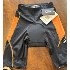 HOFI Men's Cycling Bicycle Padded Black/Orange Shorts Spandex Stretch Sz S NWT